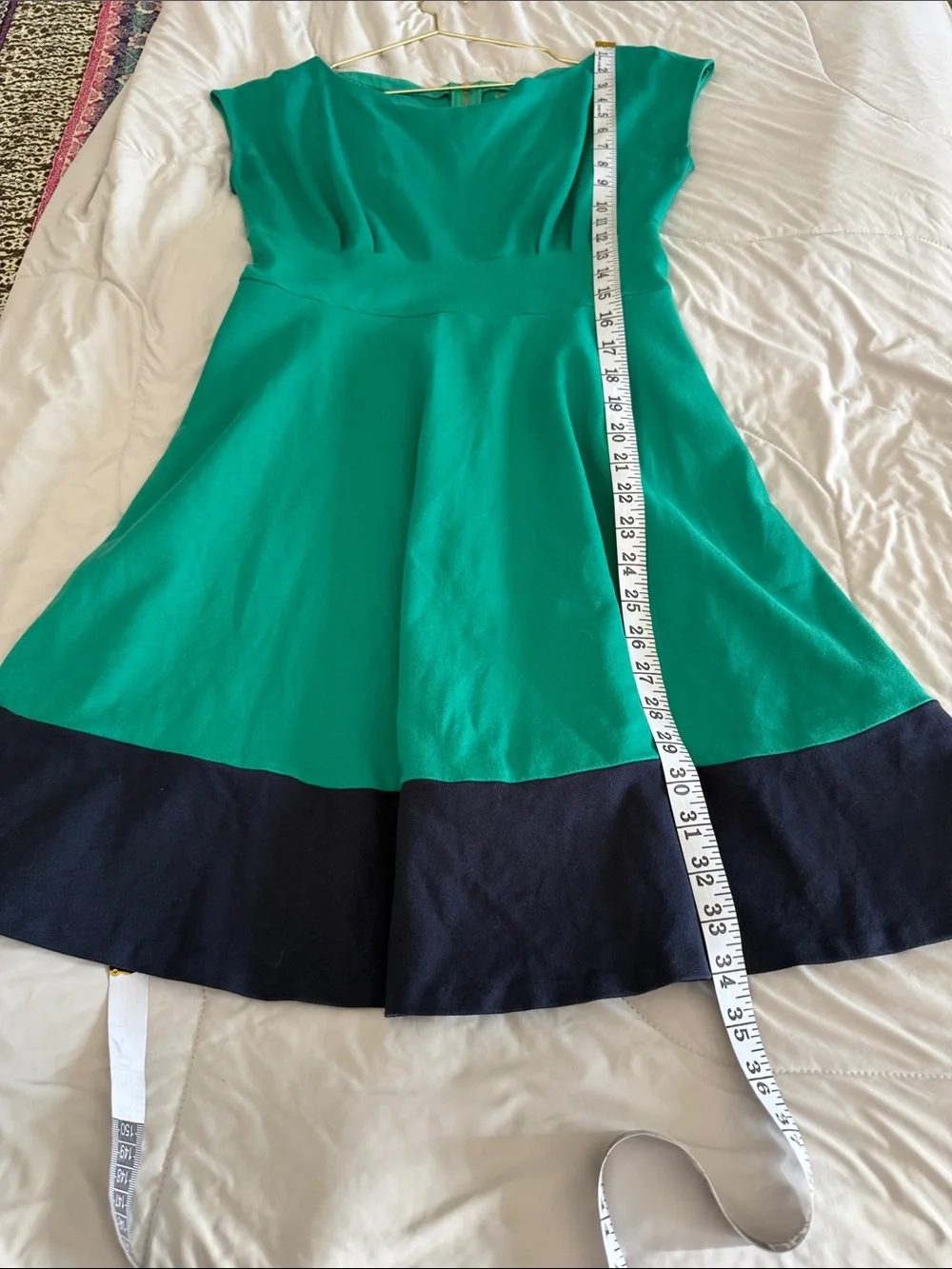 kate spade Teal and Navy Colorblock Fit & Flare Mini Dress